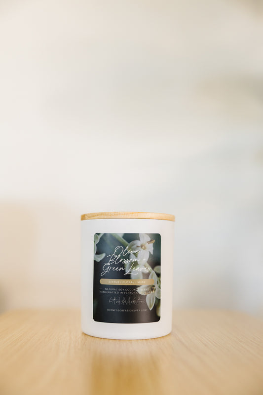 Olive Blossom & Green Leaves Candle – Fresh Citrus, Floral & Musk | Garden Collection
